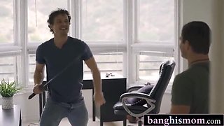 MILF Step Mom Swap Foursome: Blonde and Brunette Moms Give Stepsons Wild Blowjob & Doggystyle