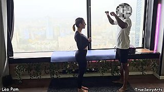 Lea Pam 4K French Fitness Babe seduces Personal Trainer  fucks during Intense Home Workout