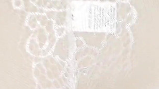 My Stepmom in White Lace Panties Without Taking Them off. Cum on the Back.