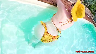 Red's blow and go outside in the pool