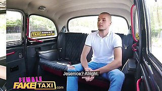 Nathaly Cherie's big tits bounce while she fucks a fare in the dirty cab