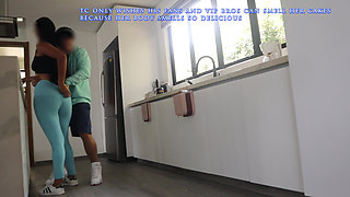 Young Maid in Blue Leggings Lets Her Boss Touch Her Good