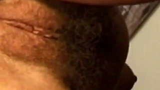 Hot Amateur Masked MILF Wife Masturbates Her Hairy Pussy with a Big Dildo