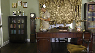 Matron: Sexy Satin Glove Tease & Pussy Play