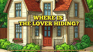 Cuckold Husband Is Furious That His Wife Is Cheating with Her Lover. Cartoon