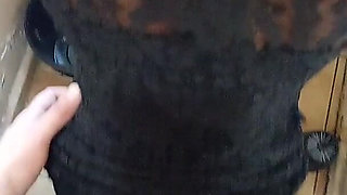 Black Slut Doggystyle and Blowjob White Man in Black Sexy Dress
