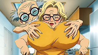 Hentai Granny Gets Double Hot Love for Breakfast