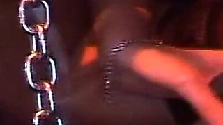 Collared Brunette Babe Stretched Wide by Throbbing Toy and Cock