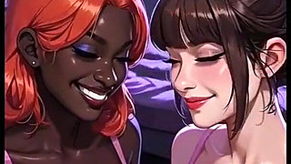 Beautiful Lesbians Tongue and Kiss Fetish, Ai Animation