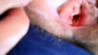 Hairy pussy girl gets fucked and filled with cum