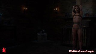 Tattooed Spic suspended and spanked by the master