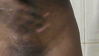 Ebony teen maid creampied in doggy style in the shower