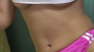 Watch Wedgie Thong Bloomers From Under the Desk, Japanese Girl Sitting on Chair in No Bra Short Gym Clothes and Knee-high Socks