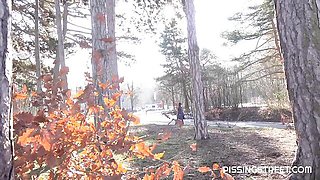 Pissing Street featuring Katy Rose's medium size tits movie