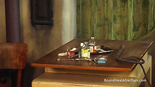 Blonde Lesbian Slave In Bondage Undressed For Merciless Mistress