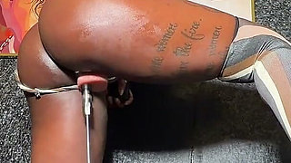 Ebony Squirts All Over Sex Machine