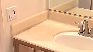 Busty blonde fucks her roommate very hard