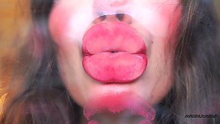 Autumn Seduction Shiny Bronze Red Kisses with Tongue