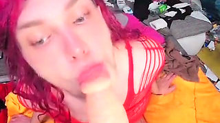 Practice Sissy Training with Dildo Deep Sucking