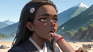 Ebony Queen's Mountain Beach Blowjob - Fantastic XXX!