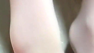 MILF Plays with Her Feet and Cock and Gets a Cumshot on Her Pantyhose, POV
