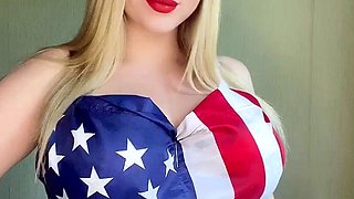 Big Boobed Blonde Masturbates With A Dildo In The Bathroom