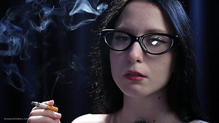 Smoking Seduction - Intriguing Lady in White. 2 Reds in a Row