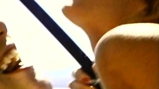 Lesbian babes fingering pussy outdoors