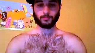 Hairy Stud Shoots Cum All Over Himself