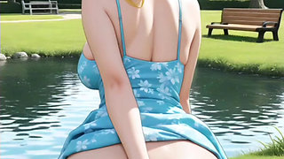 Hentai anime - I got horny in the park and I started playing with my dildo