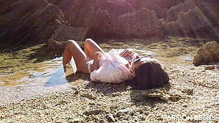 Cute Wife Fingering on Sea Beach