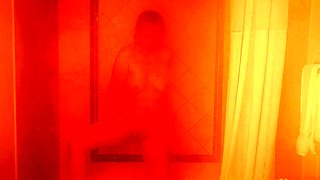 Amateur redhead Jacqueline with glasses masturbates