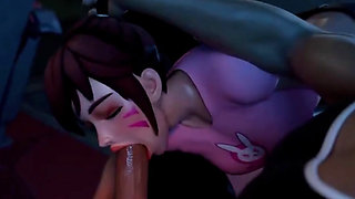 D.va Deepthroating a Hard Gooner Cock Until Cum Explodes in Her Mouth