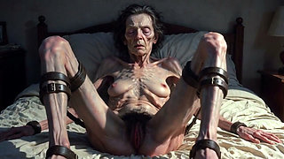 85yo Granny Tied up - Big Open Hairy Pussy Begging for Cum Inside