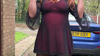 Sexy Crossdresser kellycd2022 in sexy black pantyhose and boots just before going for an afternoon drive out