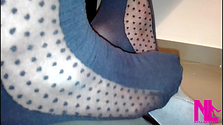 Sensual Shoeplay in Grey Patent Pumps and Blue Charmant Pantyhose