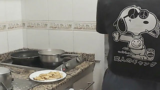 Step Daughter Cooks Dinner with Step Dad, Things Get Saucy and Start to Sizzle in the Kitchen