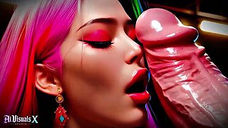 Thick Korean Babes Titfuck Big Dick - Interracial Animated ASMR Porn