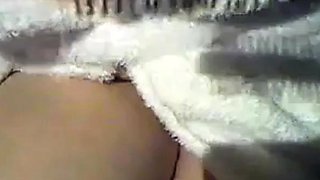 Spiky Hairy Brush Pleasures Pussy on Webcam