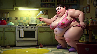 Smoking Pregnant BBW Pisses on Floor - Horny with Massive Belly