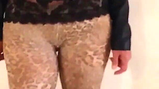 Grandma Is Sexy in Her Leopard Leggings