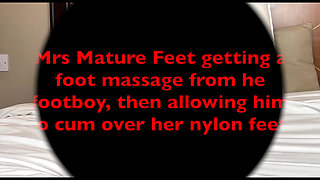 Mrs Mature Feet gets a foot massage with special cream