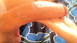 Big cock blonde amateur with glasses drools on cock