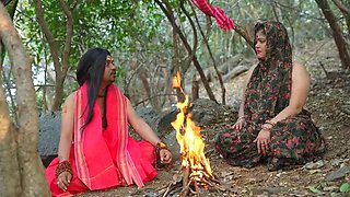 Mystic and Female Devotee: Tina Nandi Big Natural Tits Blowjob in Indian Jungle