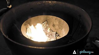 Delightful Ana and Alexis's kissing clip