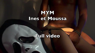 Masked Beurette fucks doggy style a big black cock BBC