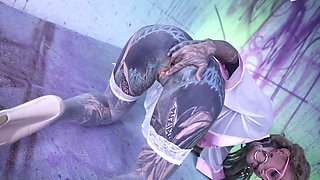 Tattood Girl With Glasses And Buttplug Fucks A Tattooed Dick, Dp, Facial - Lily Lu