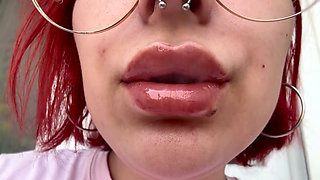 Close up Smoking with Lipgloss
