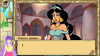 Iris gives a handjob in Akabur's uncensored queen trainer game