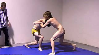 Master Watches His Subs Wrestling Naked